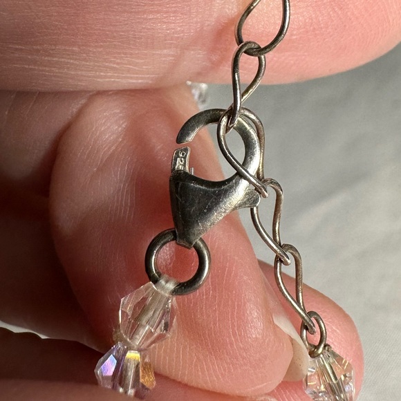 Gorgeous long Aurora Borealis crystal pearl necklace 925 - Picture 6 of 6